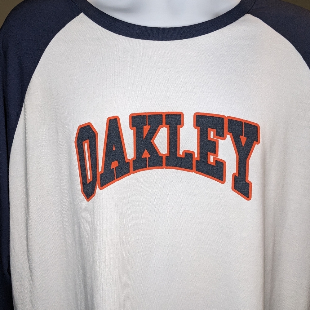 Oakley Baseball Tee White, Blue, and Orange Mens XXL - Picture 3 of 4